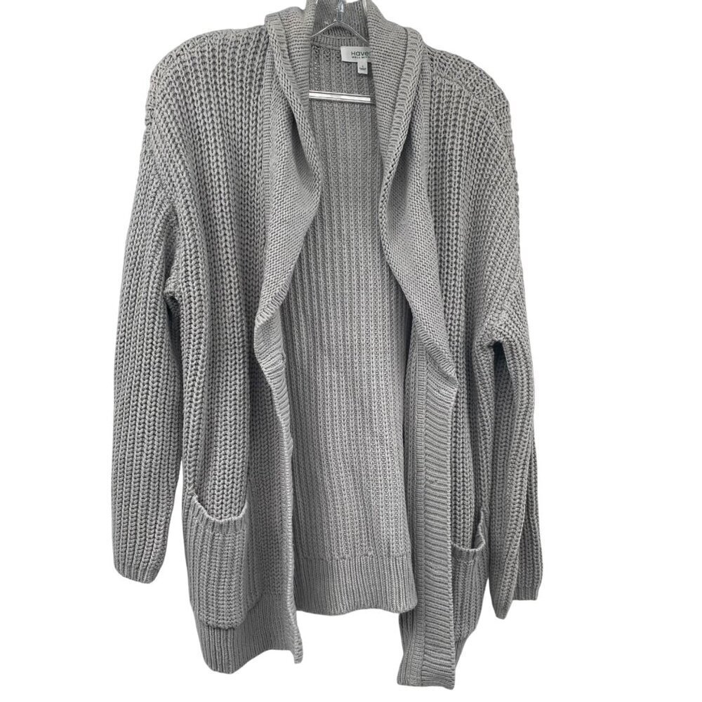 Haven Well Within Womens Knit Cardigan Button Up Gray Size Small Pockets